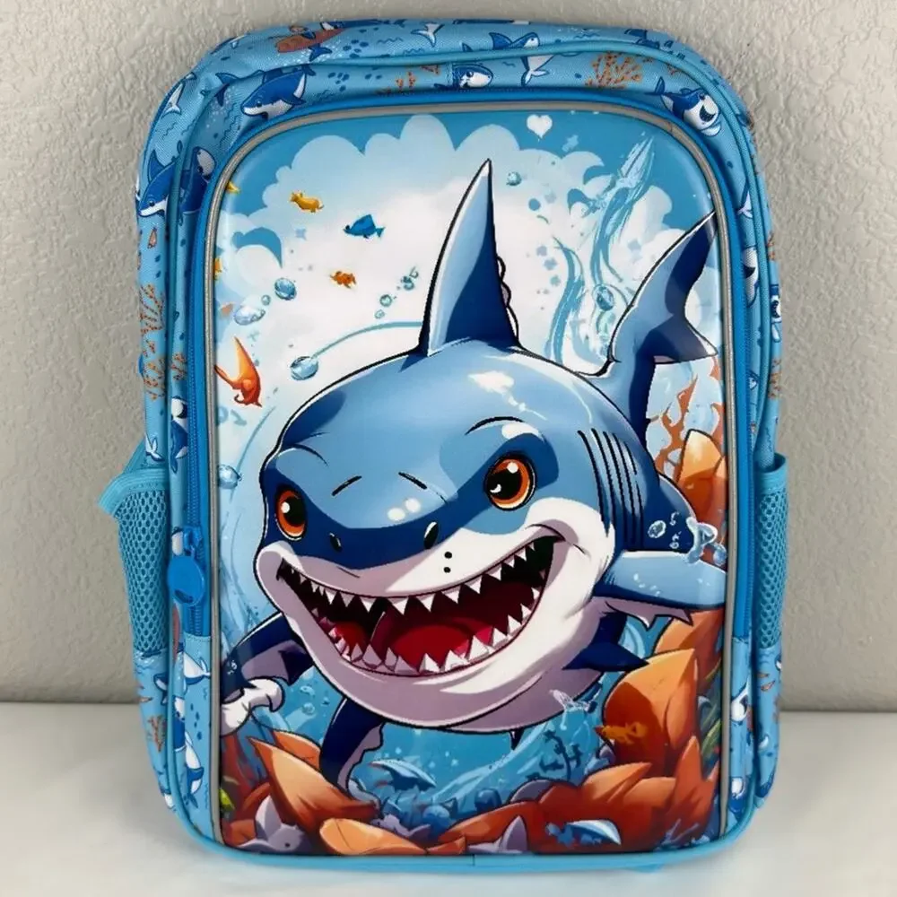 NWOT CCJPX 3PCS Shark Backpack for Boys, 16 Inch Kids Water Resistant Preschool